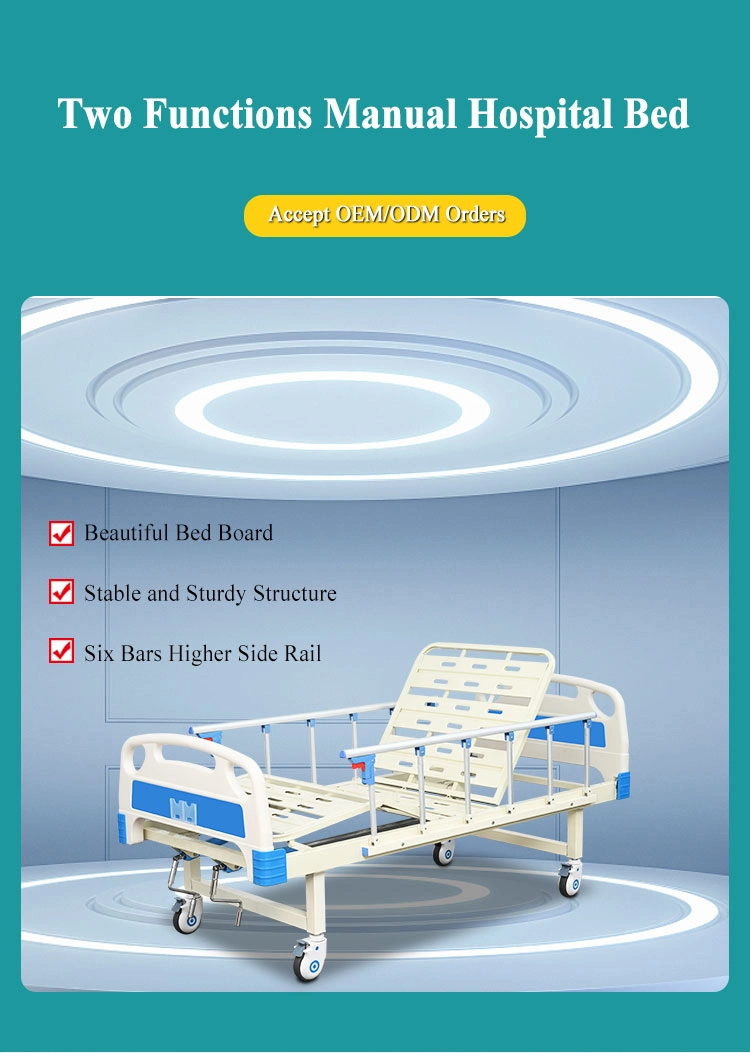 Cost-Effective Big Stock 2 Crank Hospital Bed Manual Medical Bed for Patient