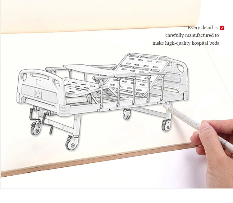 Cost-Effective Big Stock 2 Crank Hospital Bed Manual Medical Bed for Patient