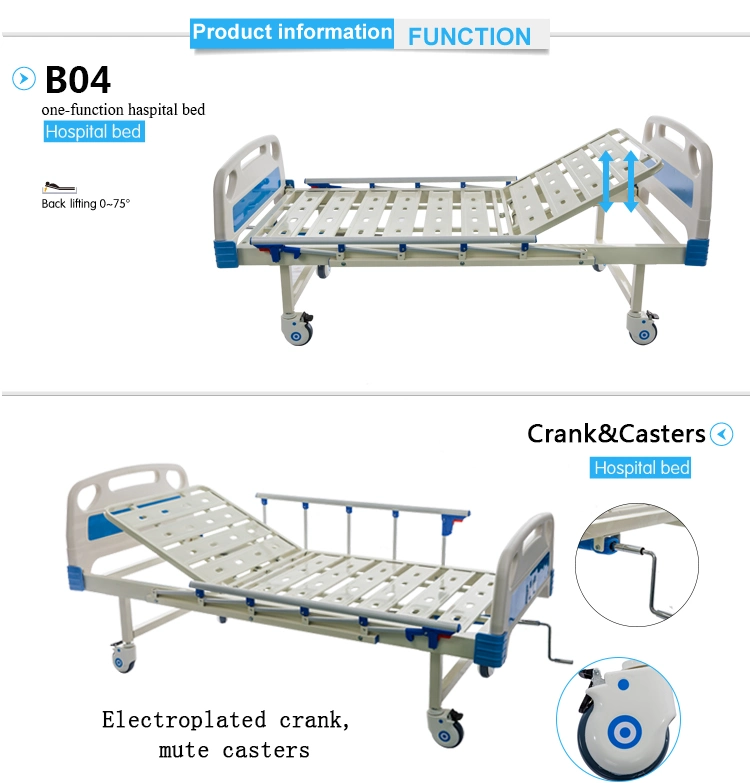 Big Stock Cheap Price Single Crank Manual Medical Hospital Bed for Mobile Hospitals