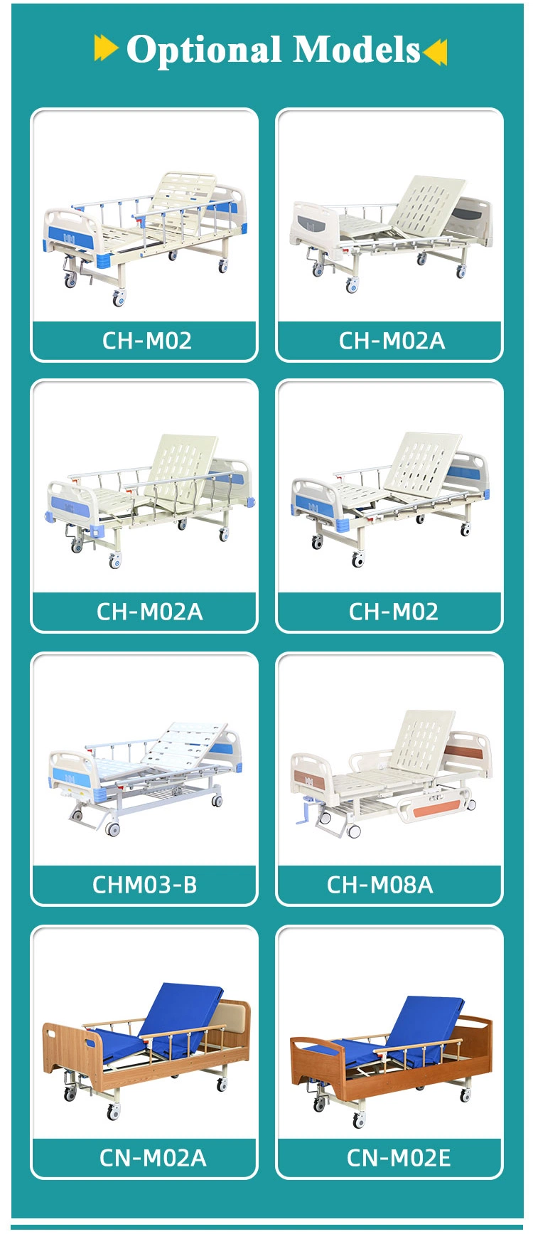 CE Certificated 2 Crank Deluxe Manual Used Hospital Beds