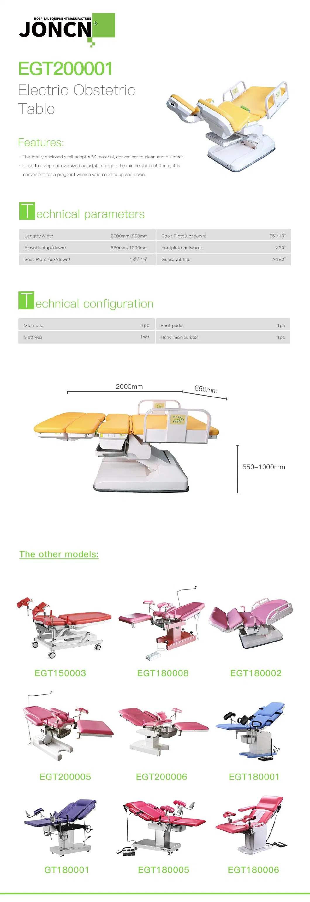 OEM Factory Price Electric Multi-Function Obstetrics Delivery Operating Bed Examination Table
