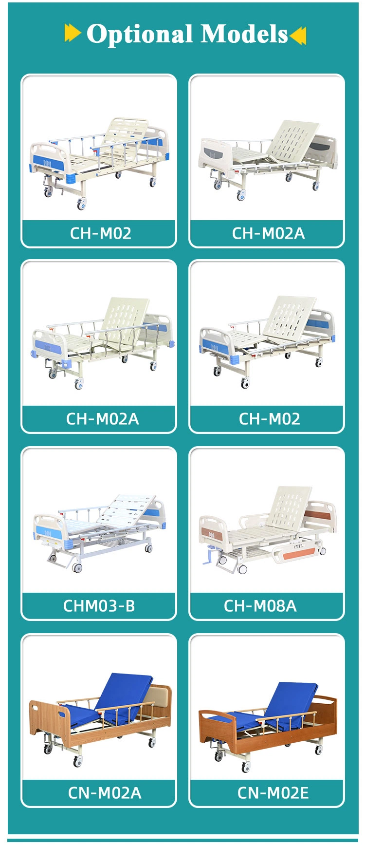 Cost-Effective Big Stock 2 Crank Hospital Bed Manual Medical Bed for Patient