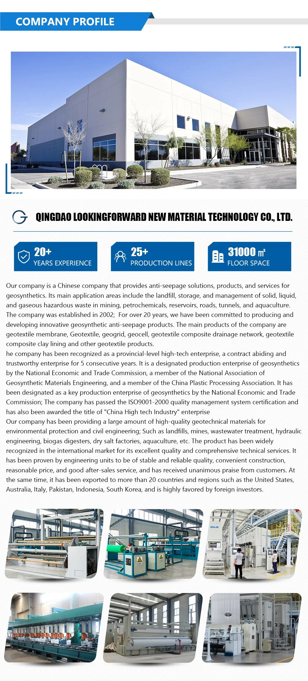 China PP Staple Fiber Nonwoven Geotextile Supplier