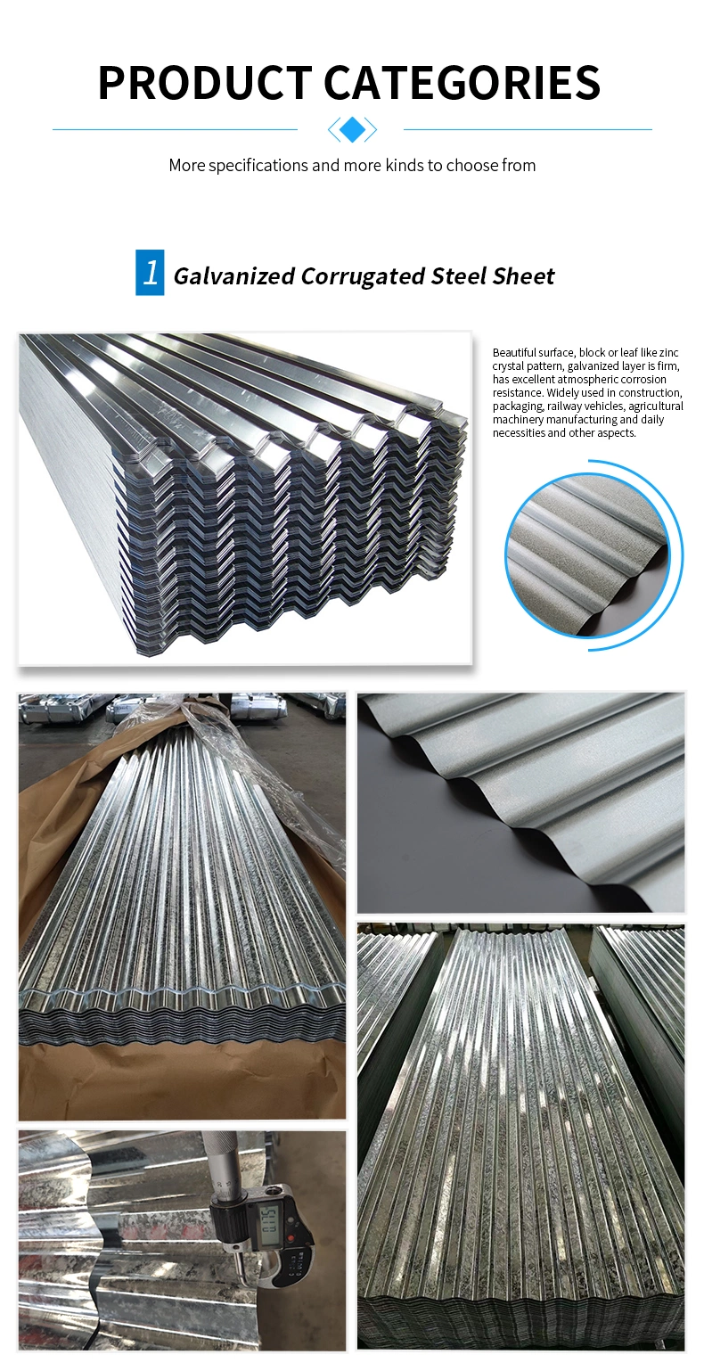 Factory 0.14mm 0.15mm 0.16mm 0.17mm 0.18mm 0.19mm 0.20mm 0.21mm 0.24mm Dx51d Dx52D SGCC Z150 Color Zinc Aluminum Gi Galvanized Corrugated Roofing Steel Sheet