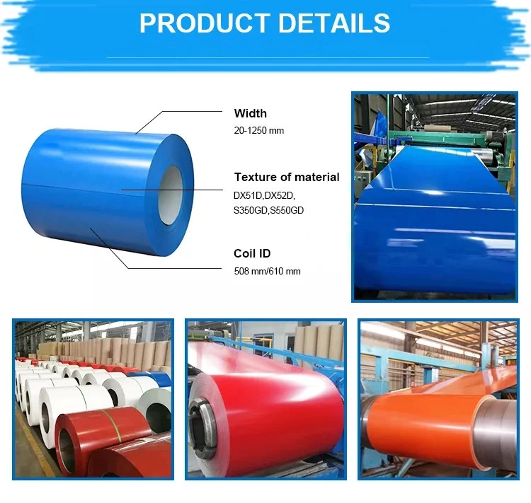 China Factory Manufacturer 0.22mm 0.37mm 1250mm Prepainted Color PPGI PPGL Steel Coils Price