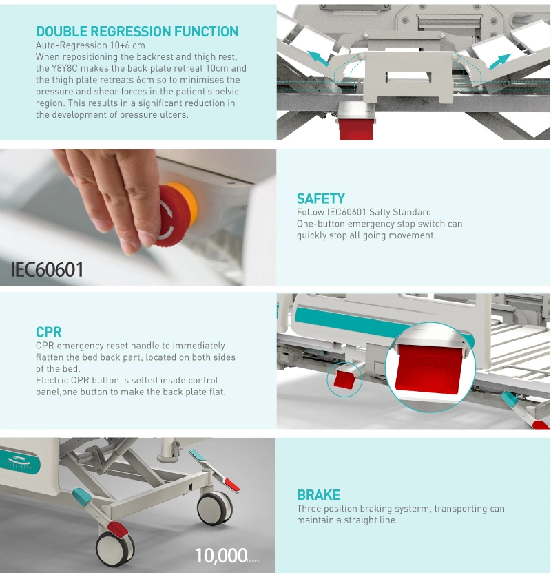 Y8y8c Five Functions Electric Hydraulic Medical Hospital Bed