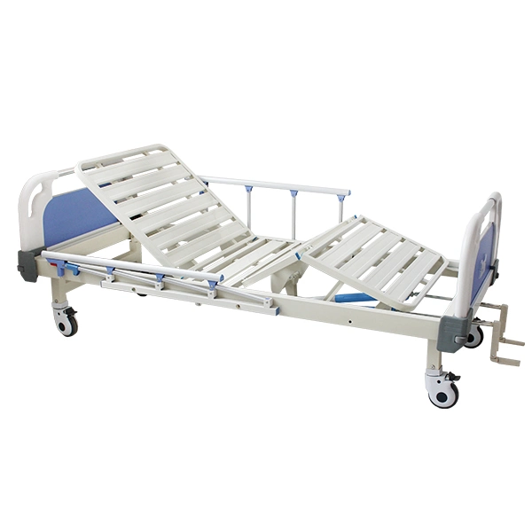 Big Stock! Medical Two Cranks Manual Hospital Bed with ABS Head&Foot Board