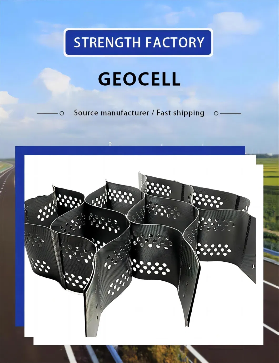 Textured and Perforated HDPE Plastic Geocell Manufacturer Gravel Grid Geo Cell for Road Construction Sell