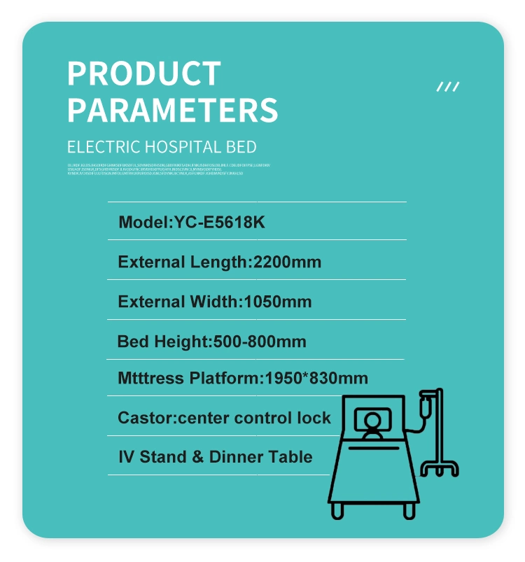 5 Functions ICU Electric Hospital Bed 4 Motors Multifunctional Medical Electric Care Bed