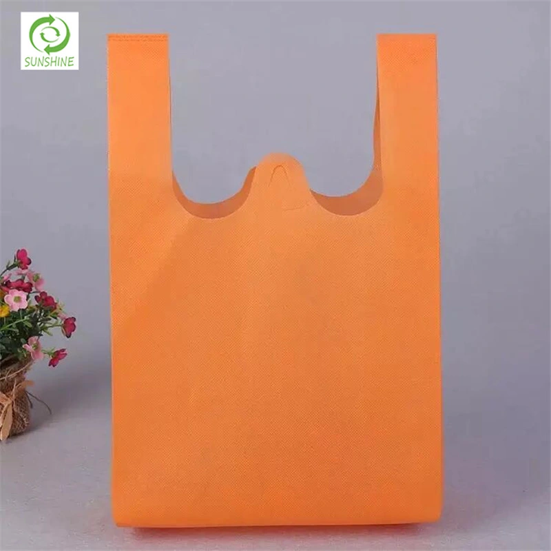 Sunshine Custom Logo Reusable Shopping T-Shirt Vest Bags Nonwoven