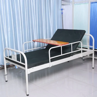 Ruedas portátil plegable de una sola función de la clínica médica de muebles de metal paciente Enfermería Manual ajustable cama de hospital