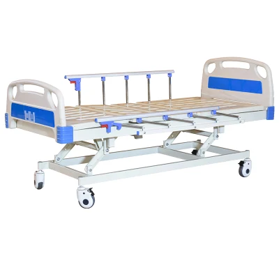 Ruedas plegable portátil de función única de metal muebles de la clínica de Enfermería Médico Paciente manual ajustable cama de hospital