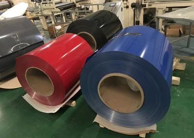 China Proveedor de materiales de construcción AISI Norma ASTM Blanco Rojo Azul Gris Orl de acuerdo con RAL Color 1200mm ancho Color rollo PPGI para la venta