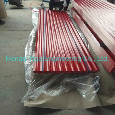 Rojo Verde Azul 665mm de acero con recubrimiento de color galvanizado ondulado de techo Prepainted techado de la hoja