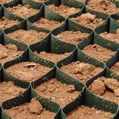 Polietileno de alta densidad Terram Silknet Geocell Tierra de la base de muros de contención de 100mm de cuadrícula Geocells