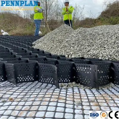 Alta calidad Fuerza HDPE sistema de confinamiento celular Geocell Control de erosión Para Construcción y Protección de pendiente celda hexagonal para Driway House Estacionamiento de la granja