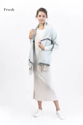 Fular de hiribón con tinte de hilo de cashmere 100% fresco
