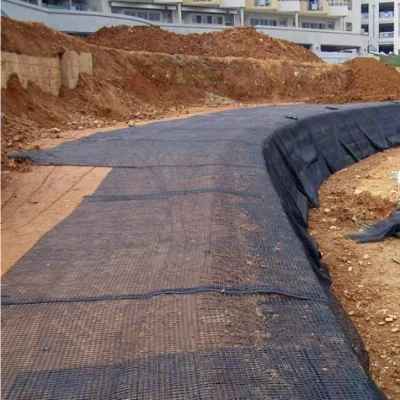 PET 1000kn poliéster Geogrid Faked Top Red poliéster Geogrid
