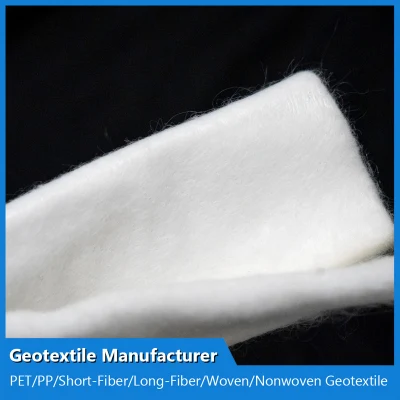 Muestra gratuita Blanco Negro 300g PP Fibra corta Geotextil no tejido Geofabric Soil Stabilization Road Beds que cubren el paño