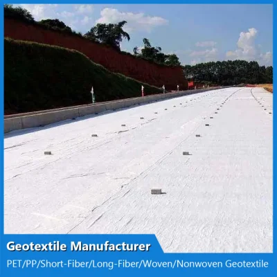 Muestra gratuita Blanco Negro 300g PP Fibra corta Geotextil no tejido Geofabric Soil Stabilization Road Beds que cubren el paño