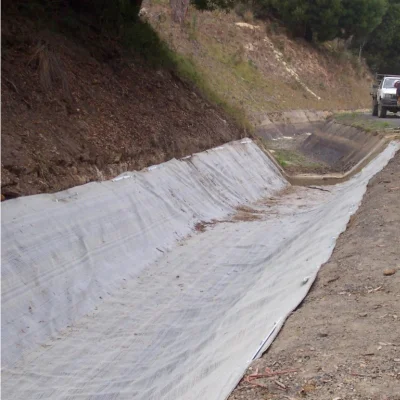 400g/M2 Blanco Negro Alta resistencia PP filamento sinuoso Geotextil no tejido Uso para el proyecto de túnel de vía férrea