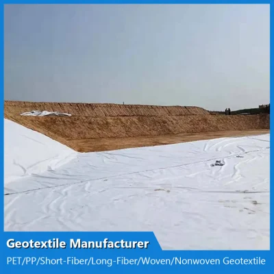 Muestra gratuita Blanco Negro 300g PP Fibra corta Geotextil no tejido Geofabric Soil Stabilization Road Beds que cubren el paño