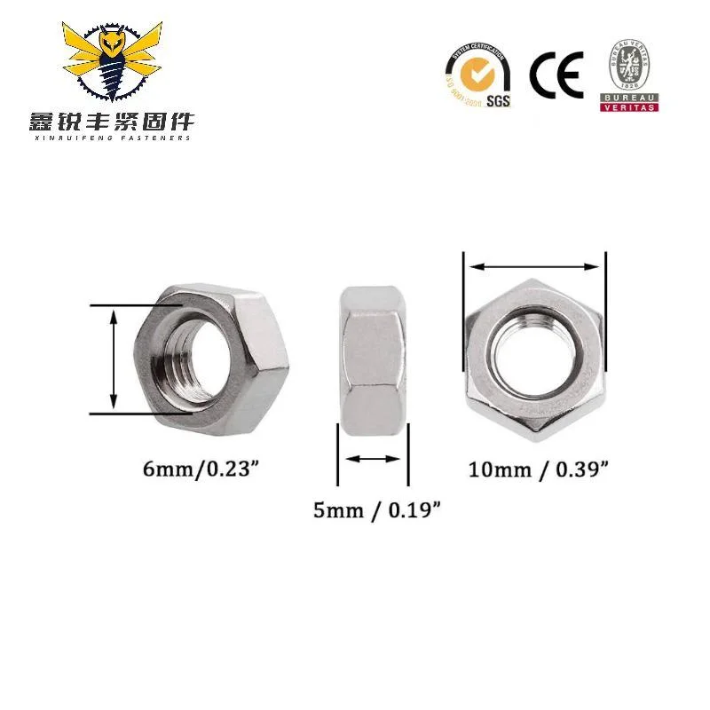 Fasteners Stainless Steel Carbon Steel Galvanized Zinc Hexagon Bolt Nut 10.9 DIN 934 Carbon Steel Hexagon Nut