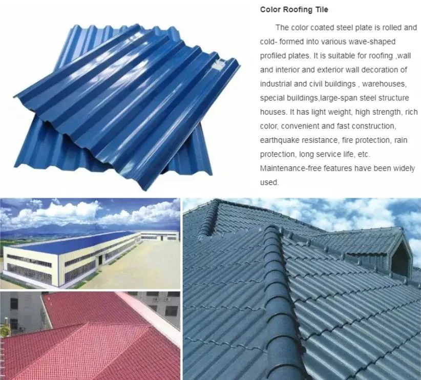 PPGI Corrugated Metal Roofing Sheet Color Coated Galvanized Zinc Steel Plate for Building