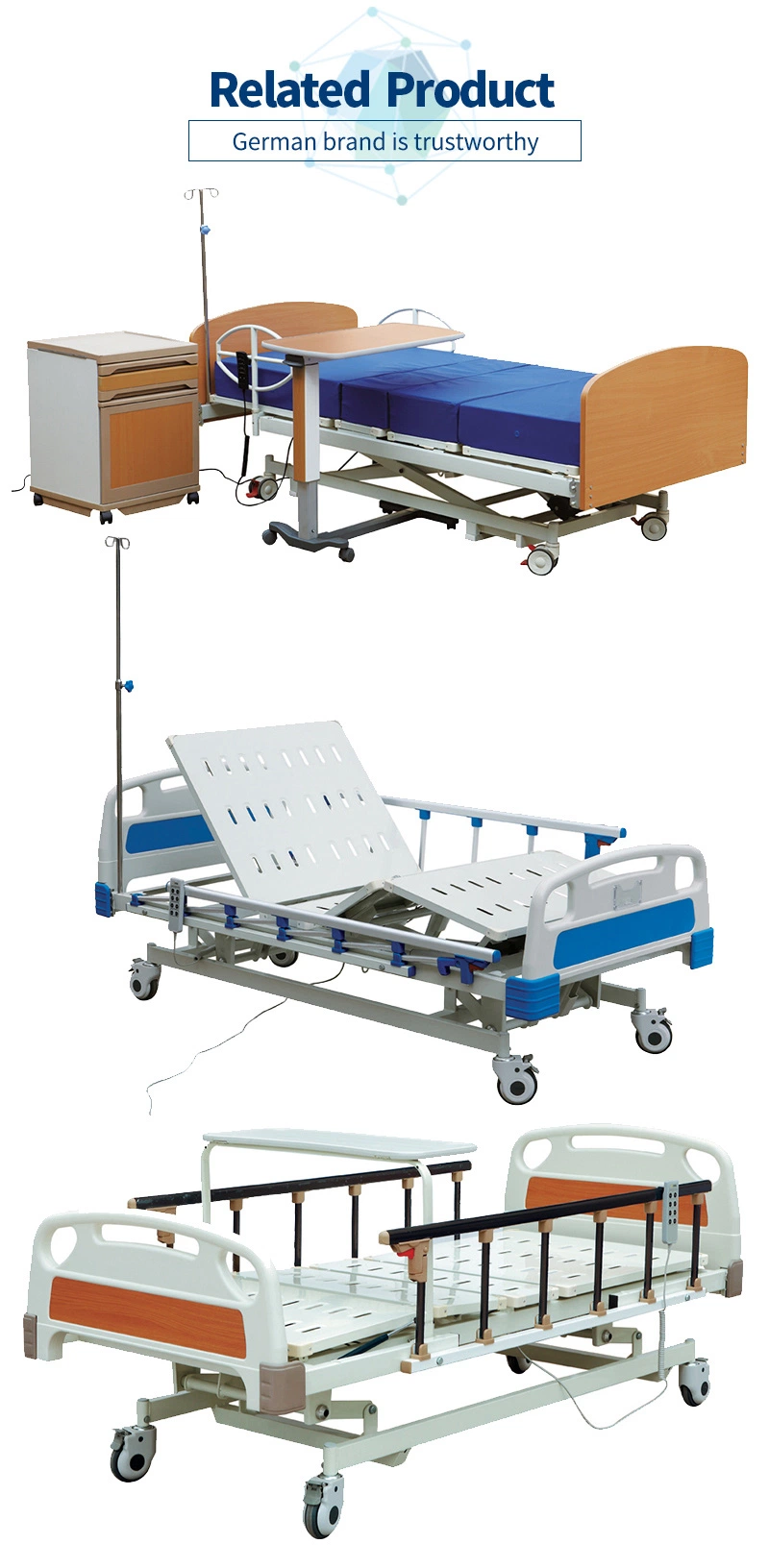 Basic Two Function ABS Manual Hospital Bed Size