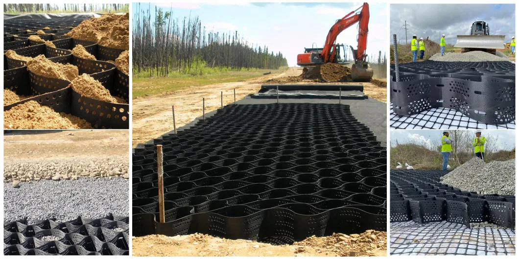 High Density Polyethylene Terram Silknet Geocell Base Ground Grid 100mm Retaining Walls Geocells