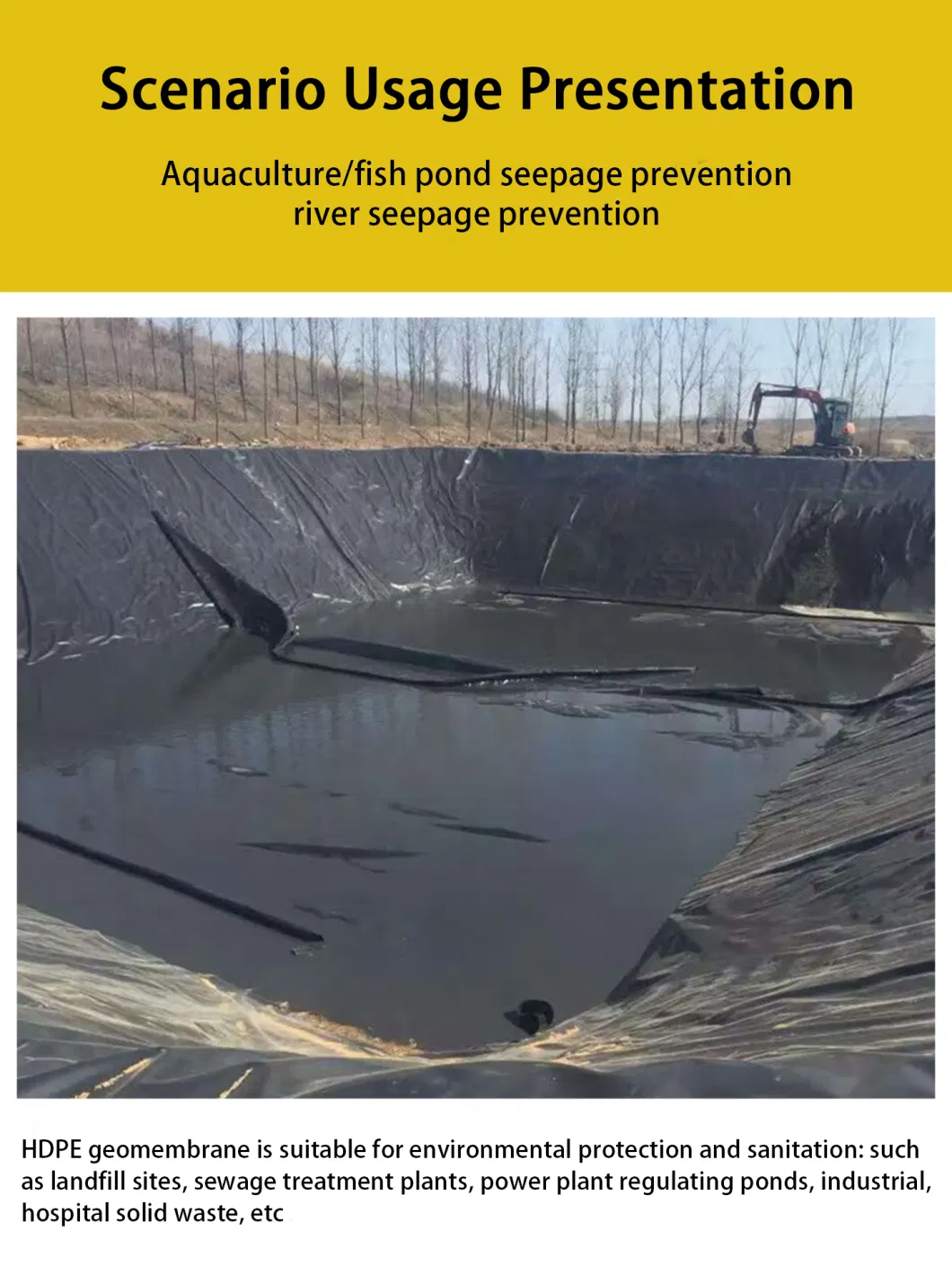 HDPE PVC 1mm Dam Pond Liner Landfill Biodigester Liners Geomembrane