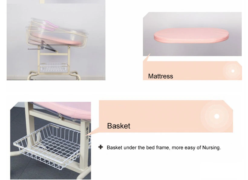 Mk-B03 Movable Infants Hospital Baby Crib Bed Manual Baby Bed
