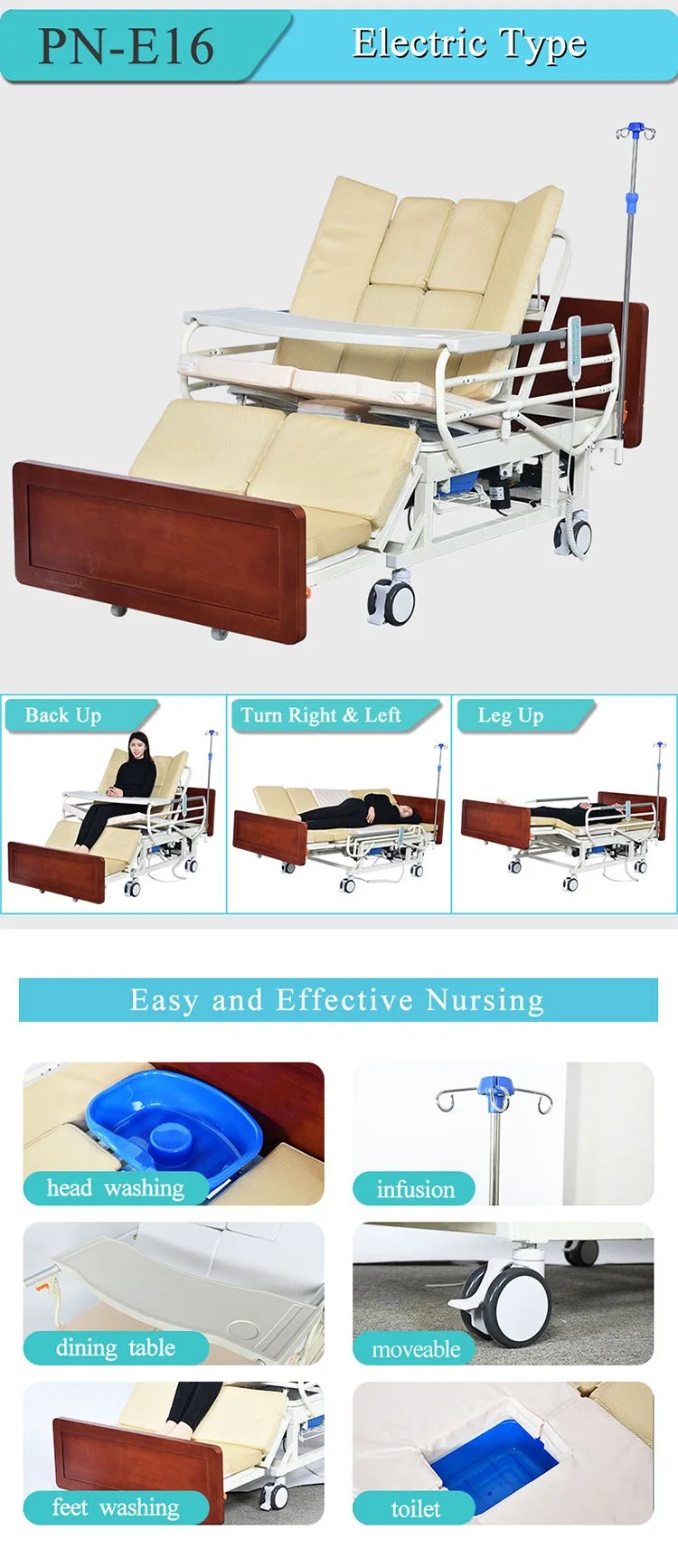 Wholesale Large Stock Electric Home Nursing Care Bed Multifunctional Patient Medical Hospital Beds