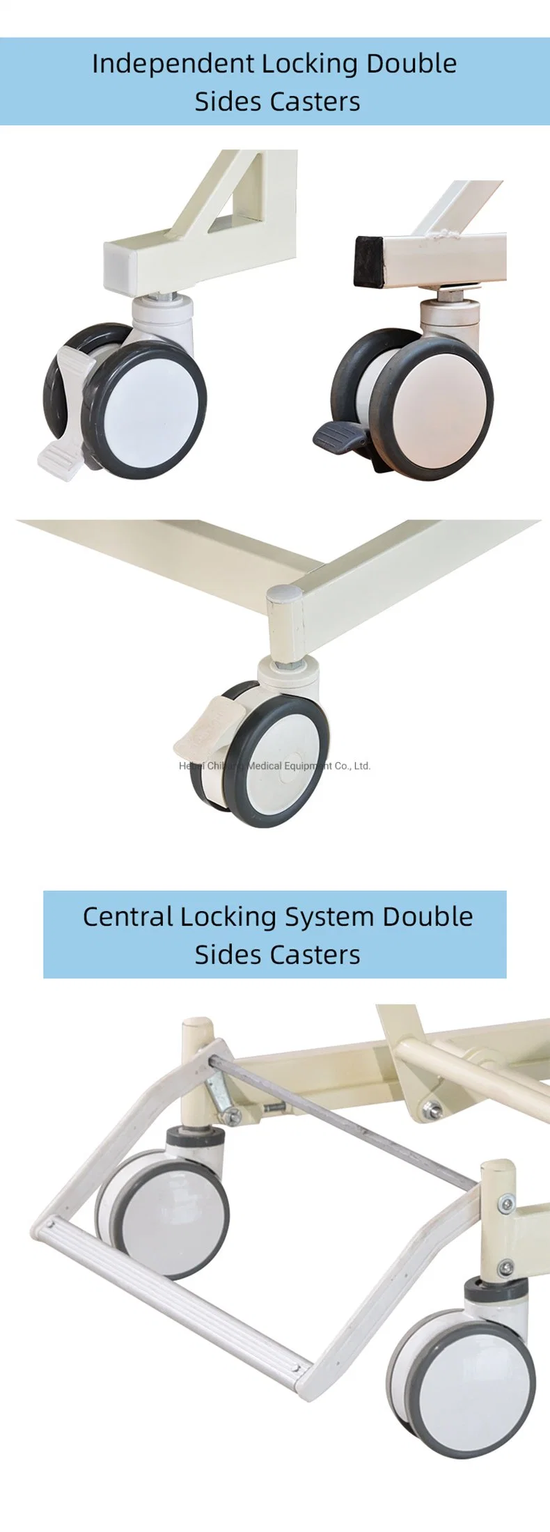 Large Load Capacity Hot Selling Model ABS Casters for Manual Hospital Bed