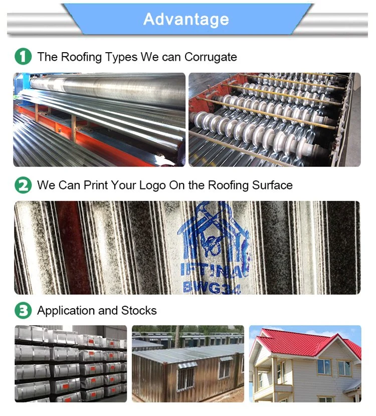 Roof Steel Material Dx51d, Dx52D, Dx53D Zinc Coated Corrugated Galvanized Steel Roofing Sheet