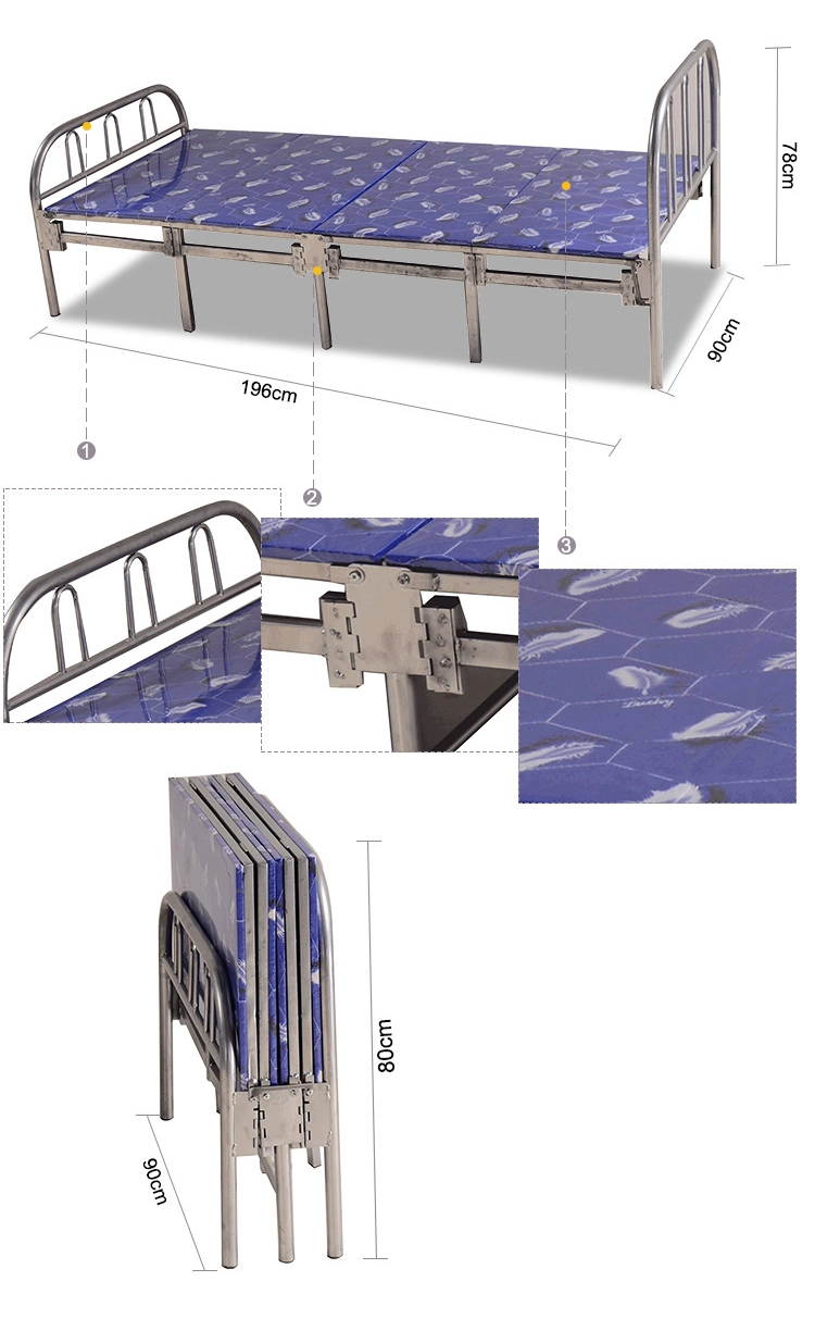 Home Bedroom Commercial Furniture Cheap Price Portable Single Metal Folding Bed for Workers Hospital