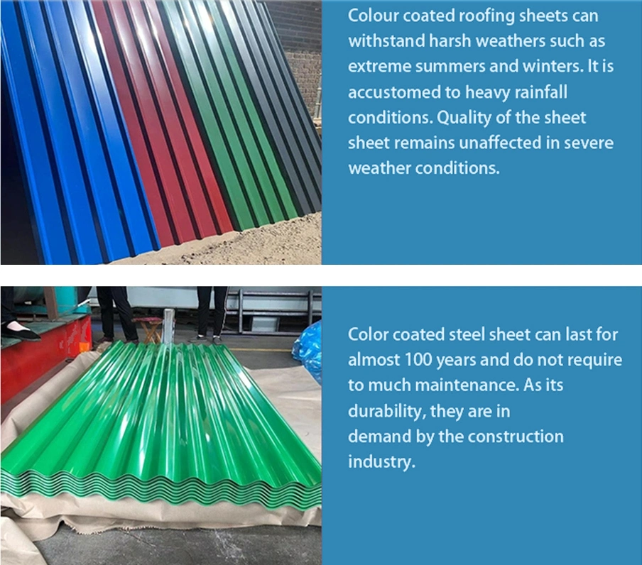 Ral 5020 Zinc Dx54D Factory SGCC/Sgch/Dx51d+Z 0.28mm 0.22mm 0.23mm 0.25mm Color Coated Galvanized/Aluminum Corrugated Steel Roofing Sheet