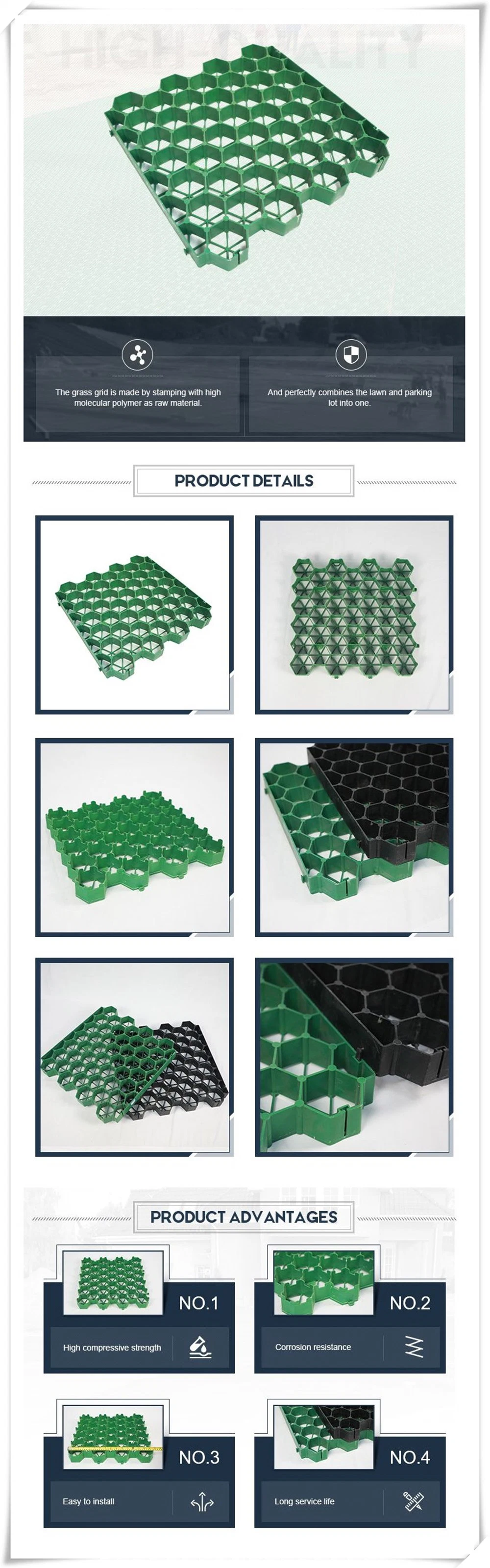 Cost Effective Eco-Friendly Pavements Plastic Grid Grass Paver for Slope Protection HDPE Geocell