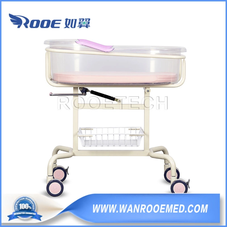 Bbc002A Hospital Furniture ABS Movable Nursing Infant Newborn Pediatric Baby Crib Bed with Locking Casters