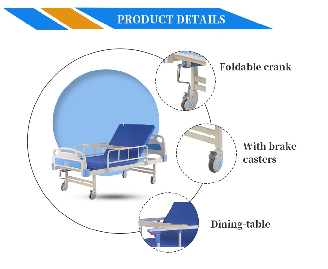 Portable Folding Clinic Furniture Adjustable Manual Medical Nursing Patient Metal Hospital Bed