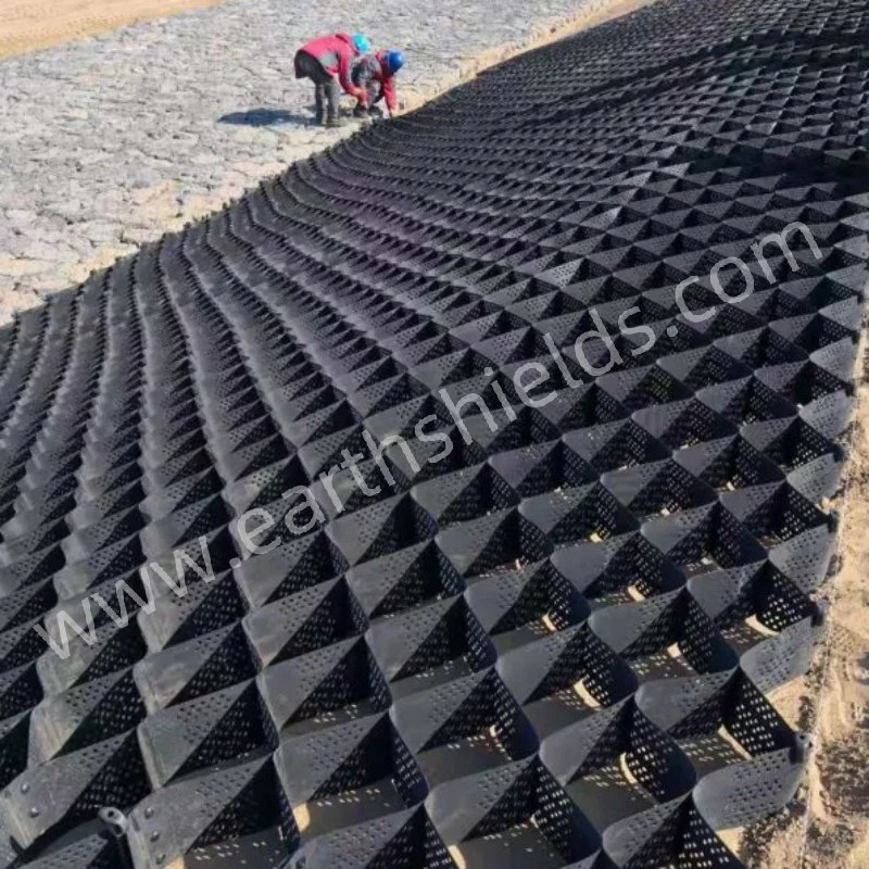 China Factory Textured and Perforated HDPE Plastic Geocell Manufacturer for Road Construction