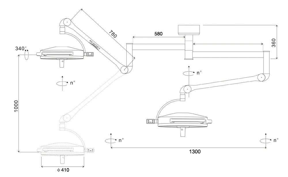 Medical Operate Equipment LED Ceiling Shadowless Operating Light Examination Lamp