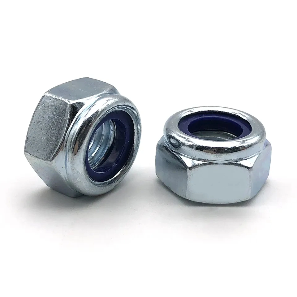 DIN982 White Zinc Plated Galvanized Hex Lock Nuts Nylon Locking Hex Nut