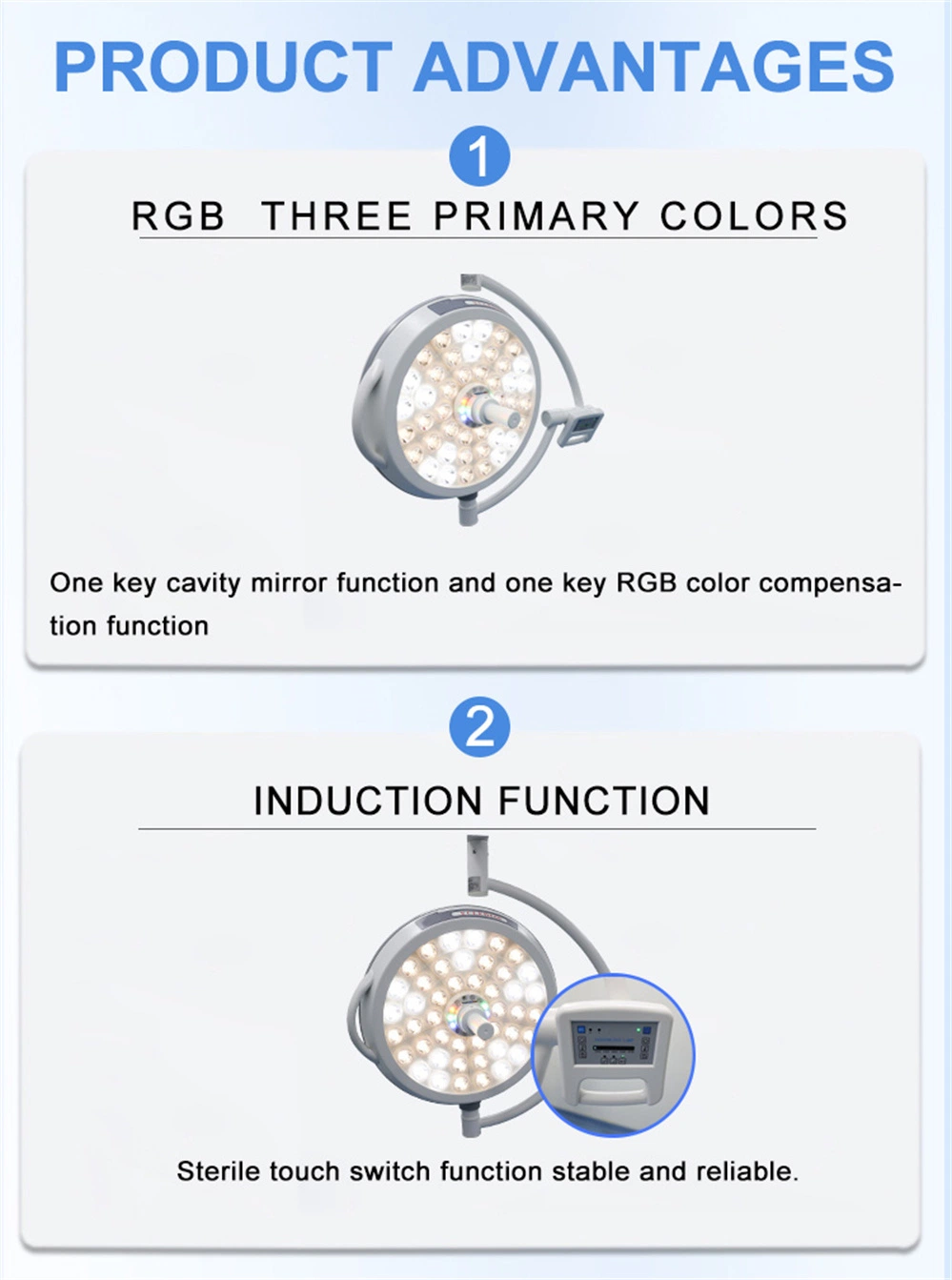 Rayman Medical Equipment Double Head Ceiling Surgical LED Shadowless Operation Lamp