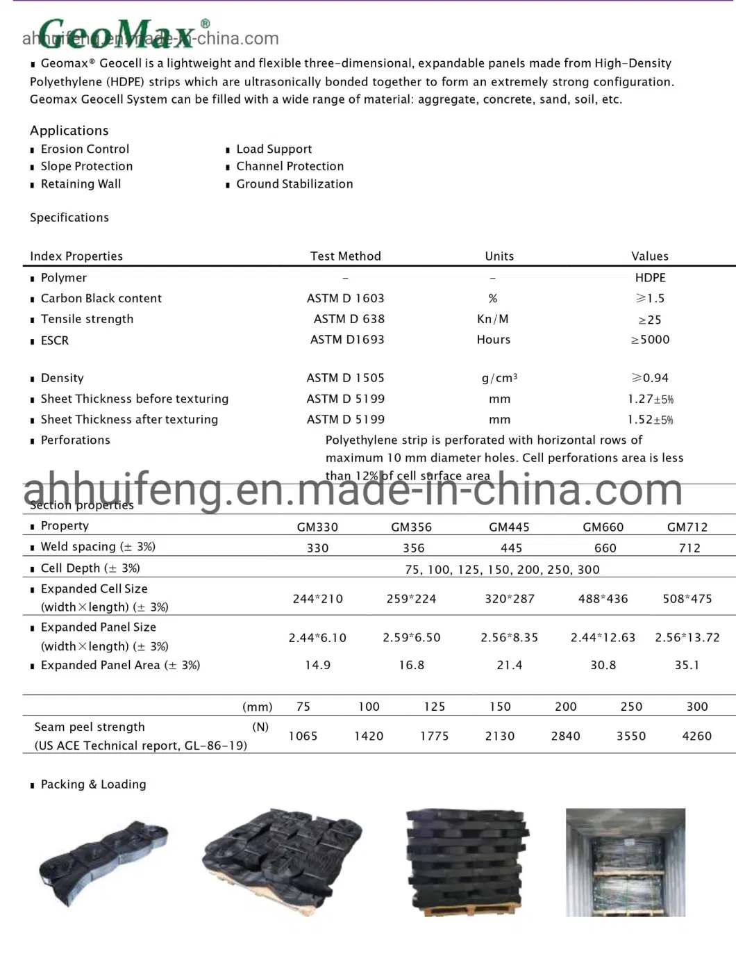 Geomax Geocell Used for Driveway Parking Lot GM445 Paver Grid Cost China Verified Manufacture