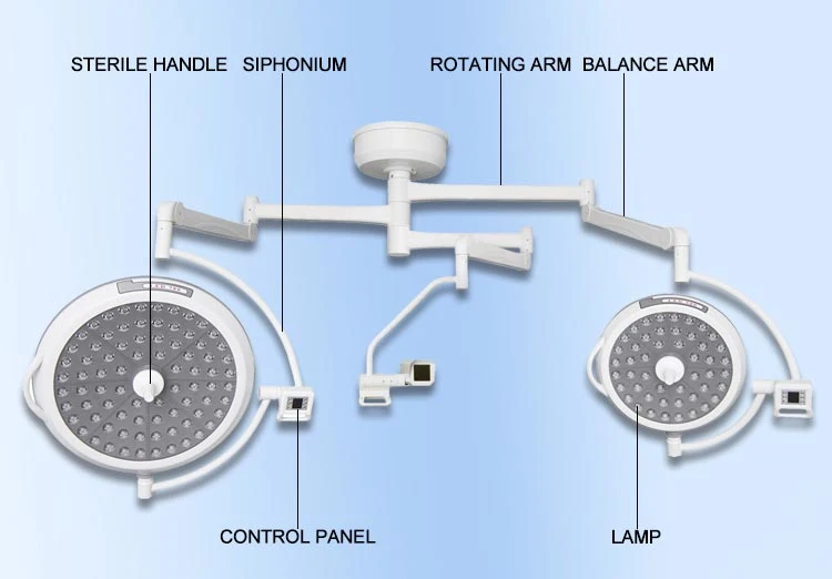 Hot Sale Surgical Patient Shadowless Operation Theatre Lights Examination Operating Phototherapy Double Head Surgical Lamp Double Heads Lamp