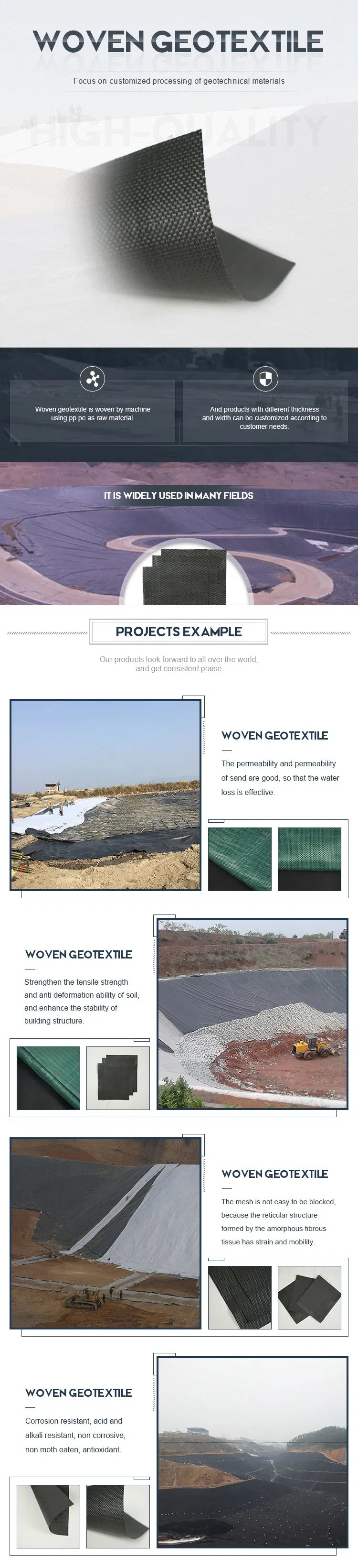 PP Road Stabilization Fabric 8 Oz 10 Oz Non Woven Geotextile Woven Geotextile Fabric Price