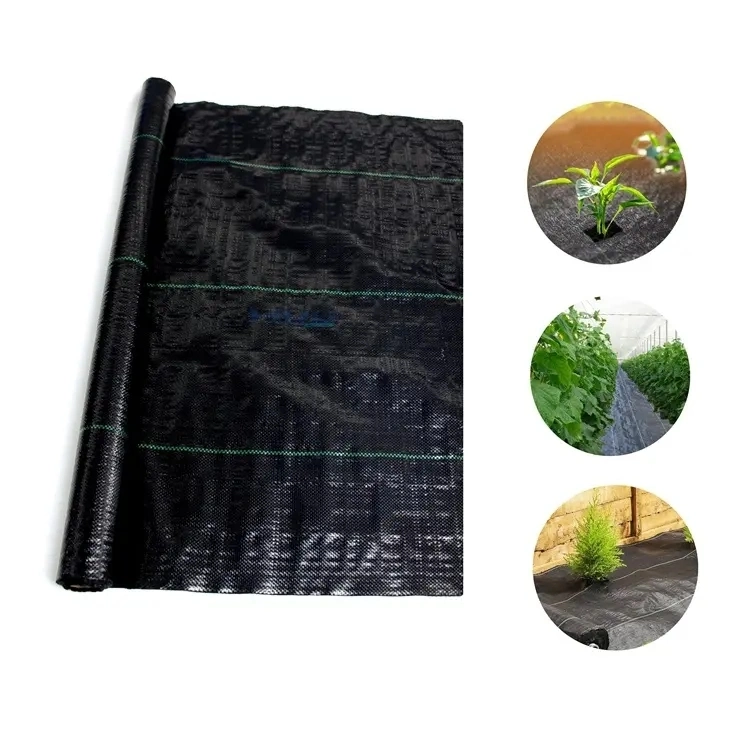 PP Braided Weed Prevention Mat, Weed Barrier Landscape Cloth PP Woven Fabric Geotextile Grass Proof Cloth for Orchard Black Plastic Mulch