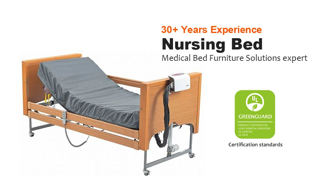 Hospital Furniture Wooden Adjustable Mobile Patient Homecare Bed Multifunction Electric Nursing Medical Beds for Home Care