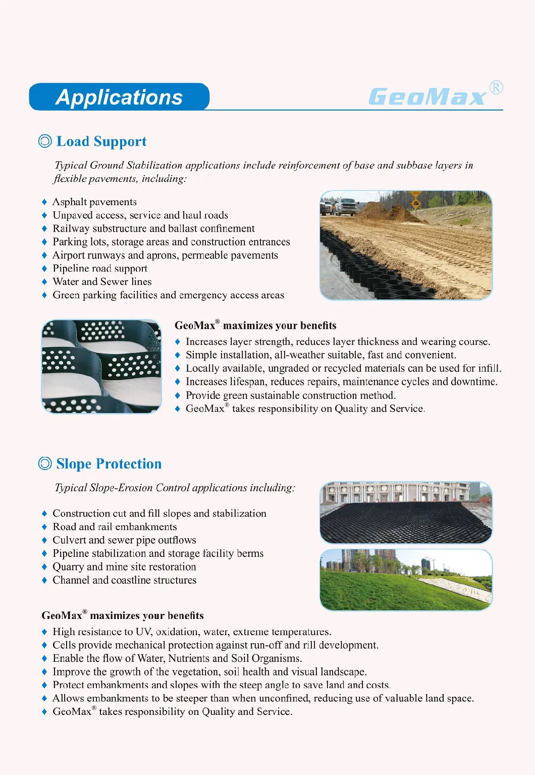 Geomax Geosynthetics Geocells for Unpaved Roads Landscaping Wall Horse Farm for Sale From 1.5 USD USA